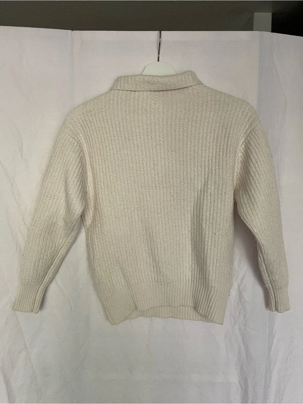 Wilfred Merino Wool Ribbed Mock Neck Sweater Cream Size XS minimalist luxury